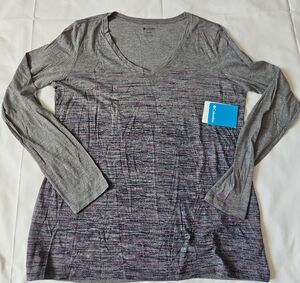 Columbia Heathered Gray and Purple Long Sleeve Top